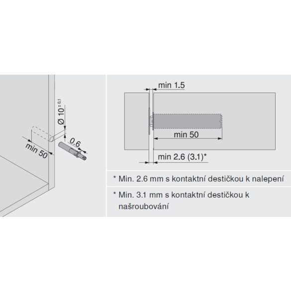 Blum TIP-ON gázrugó 50 mm, mágnessel, szürke (956.1004)