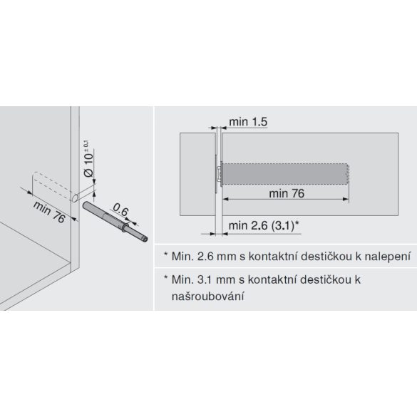 Blum TIP-ON gázrugó 76 mm, mágnessel, fehér (956A1004)